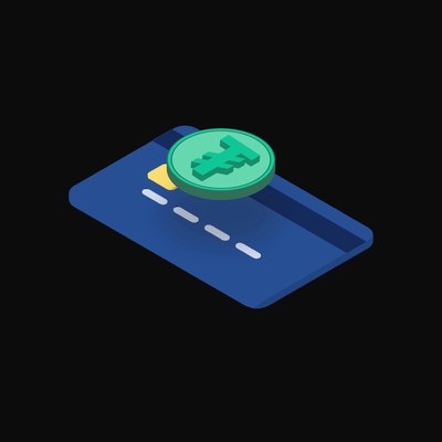 Tether Floating Over a Credit Card (Back) - animated icon from Crypto & Currency Credit Card Float