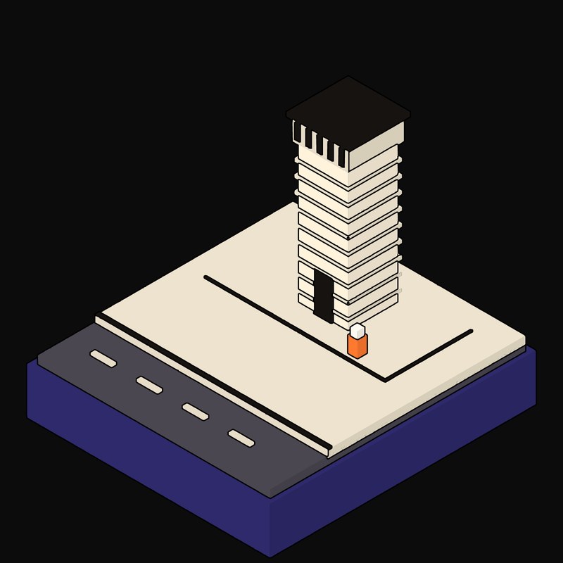 Square-Plan Board-Marked Service Shaft with a Plant Screen Cap - illustration from Neo Brutalist Scenes Icons
