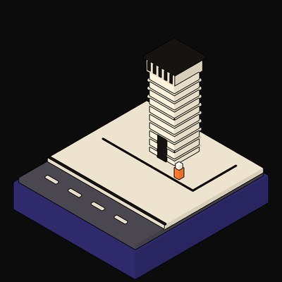 Square-Plan Board-Marked Service Shaft with a Plant Screen Cap - illustration from Neo Brutalist Scenes Icons
