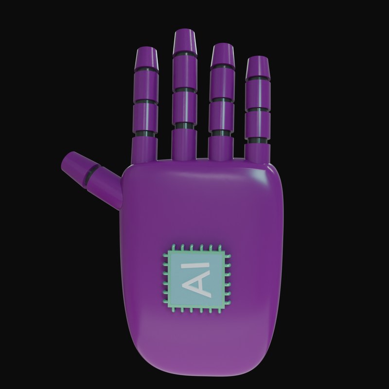 Purple Open Palm Robot Hand 3D Icon - 3D icon from Robot Hand Gestures 3D Icons