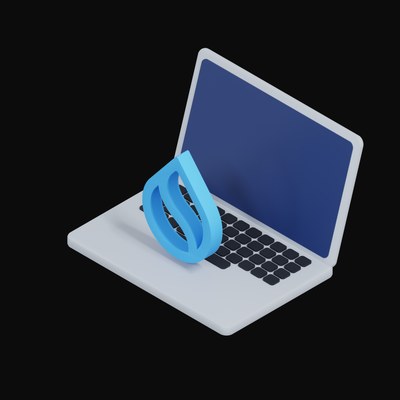 Sui Floating Over a Laptop - 3D icon from Crypto & Currency Laptop Float