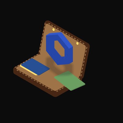 Chainlink Floating Over a Wallet - illustration from Crypto & Currency Wallet Float