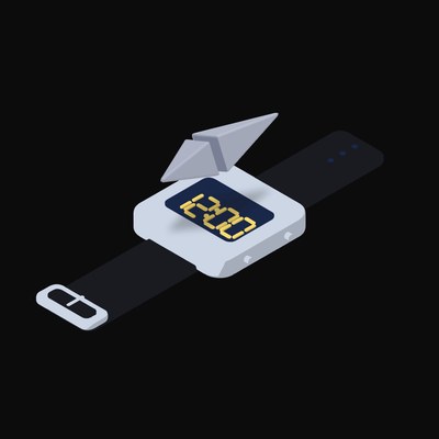 Ethereum Floating Over a Watch (Back) - illustration from Crypto & Currency Watch Float