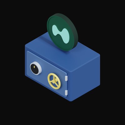 Hyperliquid Floating Over a Safe - 3D icon from Crypto & Currency Safe Float