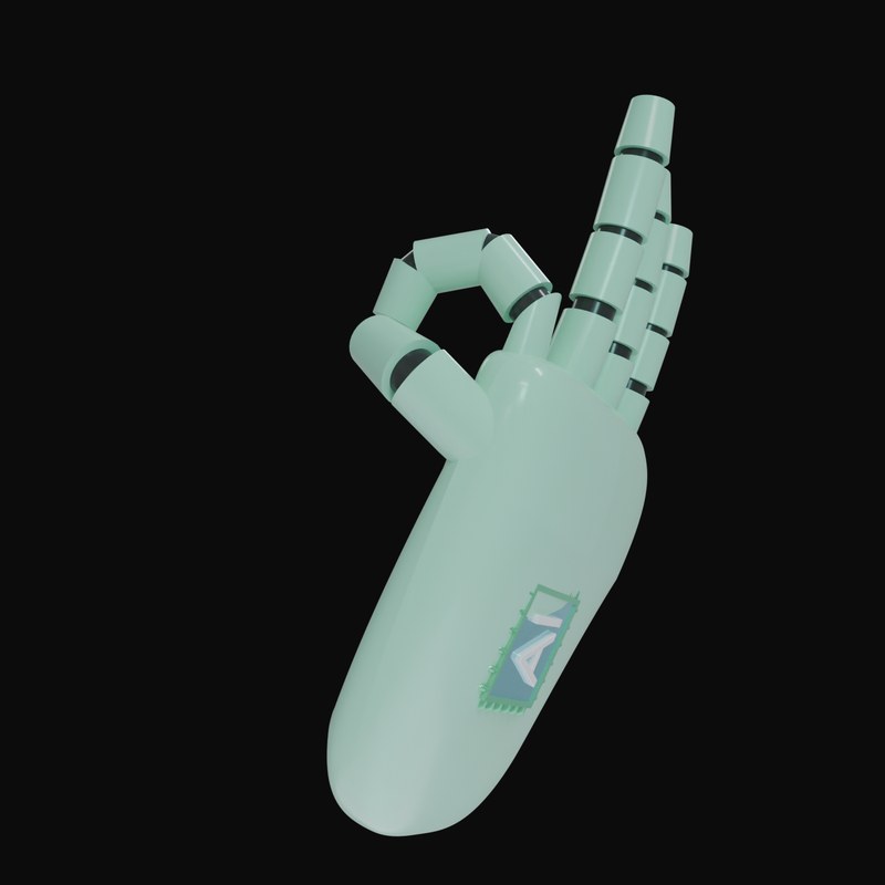 Mint Green OK Sign Robot Hand 3D Icon - 3D icon from Robot Hand Gestures 3D Icons