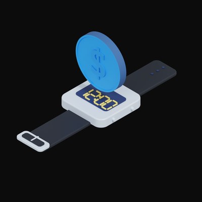 USD Coin Floating Over a Watch - 3D icon from Crypto & Currency Watch Float