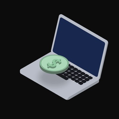 US Dollar Floating Over a Laptop (Back) - illustration from Crypto & Currency Laptop Float