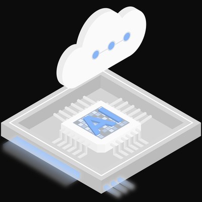 Blue AI Cloud Chip Icon - illustration from AI Cloud Chip Icons