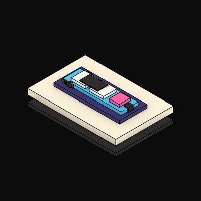 Cyan Solid State Drive on a Plum Pad - 3D icon from Neo Brutalist AI Hardware