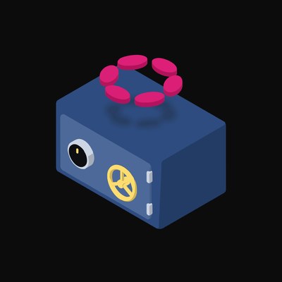 Polkadot Floating Over a Safe (Back) - animated icon from Crypto & Currency Safe Float