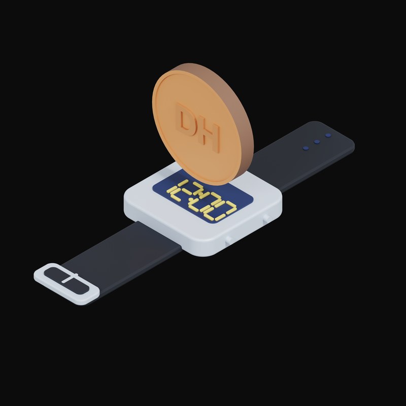 Moroccan Dirham Floating Over a Watch - 3D icon from Crypto & Currency Watch Float