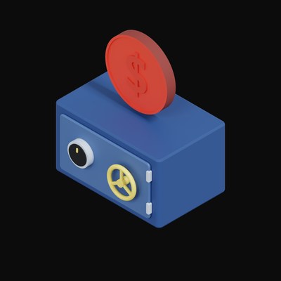 Singapore Dollar Floating Over a Safe - 3D icon from Crypto & Currency Safe Float