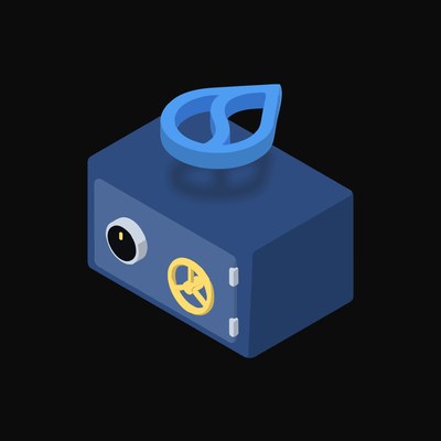 Sui Floating Over a Safe (Back) - animated icon from Crypto & Currency Safe Float