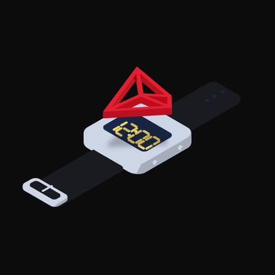 TRON Floating Over a Watch (Back) - illustration from Crypto & Currency Watch Float