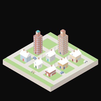 Brick Towers on the Green - illustration from Isometric City Scene Illustrations