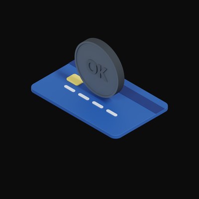 OKB Floating Over a Credit Card - 3D icon from Crypto & Currency Credit Card Float