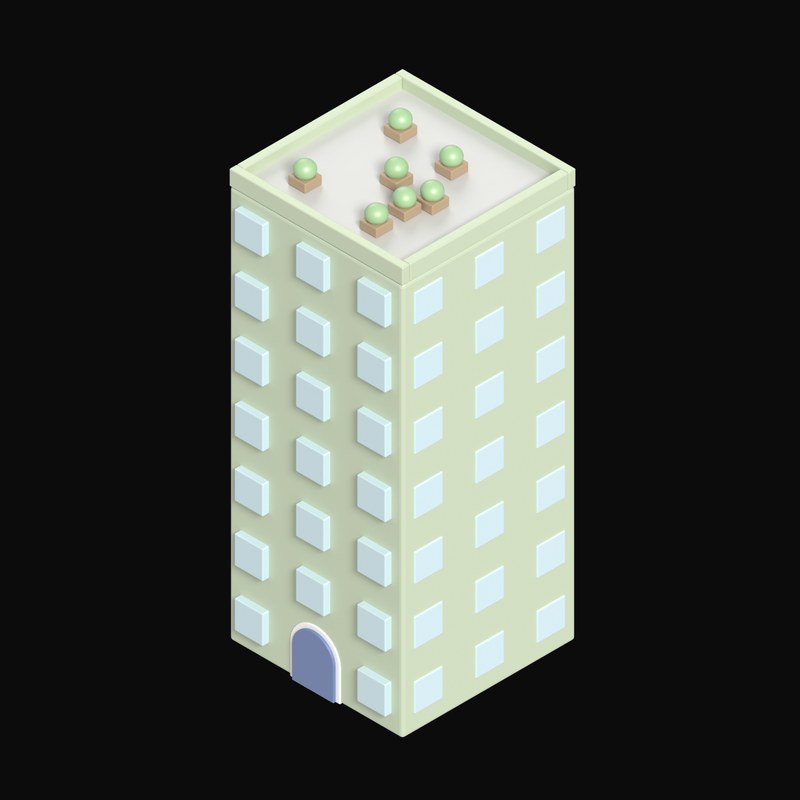 Mid-Rise with Roof Garden - 3D icon from Clay Buildings & Cottages