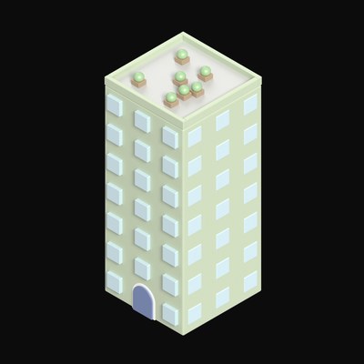 Mid-Rise with Roof Garden - 3D icon from Clay Buildings & Cottages