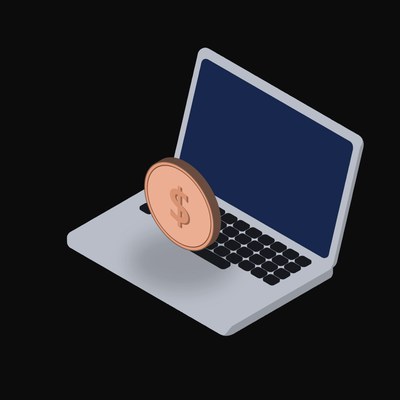 Chilean Peso Floating Over a Laptop - illustration from Crypto & Currency Laptop Float