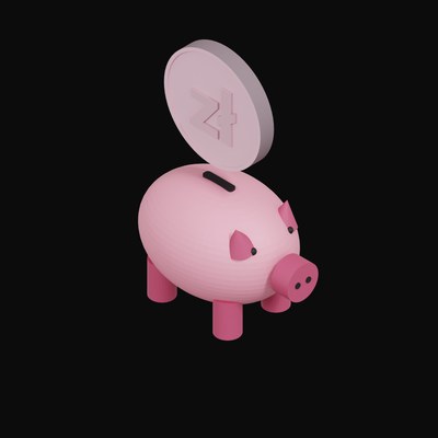 Polish Zloty Floating Over a Piggy Bank - 3D icon from Crypto & Currency Piggy Bank Float