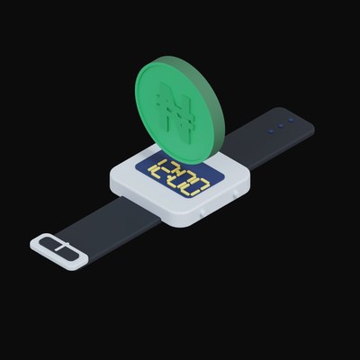 Nigerian Naira Floating Over a Watch - 3D icon from Crypto & Currency Watch Float