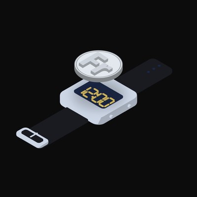 Swiss Franc Floating Over a Watch (Back) - illustration from Crypto & Currency Watch Float
