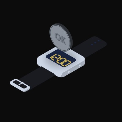 OKB Floating Over a Watch - illustration from Crypto & Currency Watch Float
