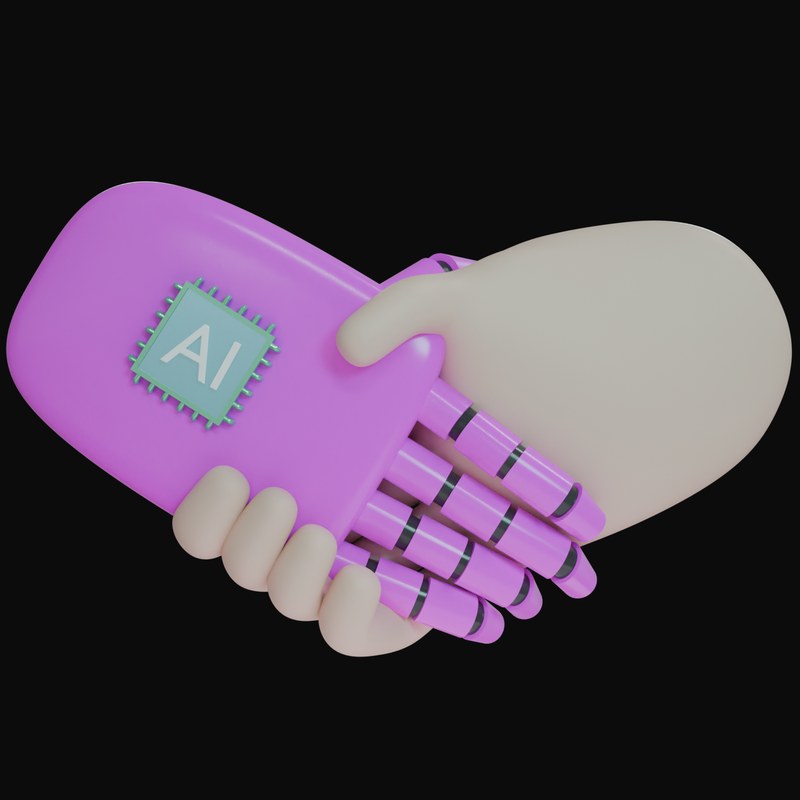 Magenta AI Handshake 3D Icon - 3D icon from AI Handshake 3D Icons