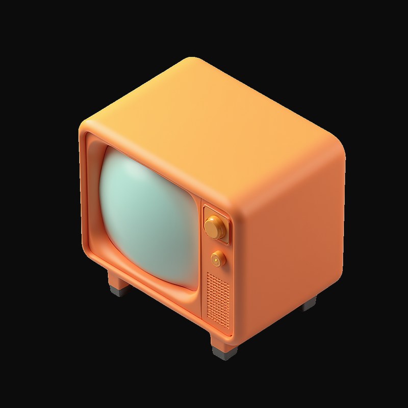 Burnt Orange Retro Television 3 - 3D icon from Retro Tech & Devices