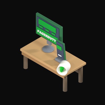 PagerDuty Incident Alert on a Desk - 3D icon from Isometric Developer Stack Desks 3D Icons