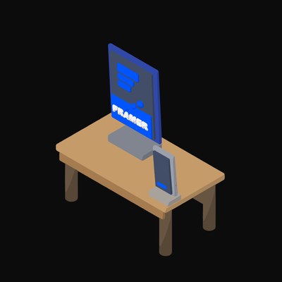 Framer Page Flow on a Tablet Dock - illustration from Isometric Developer Stack Desks Icons