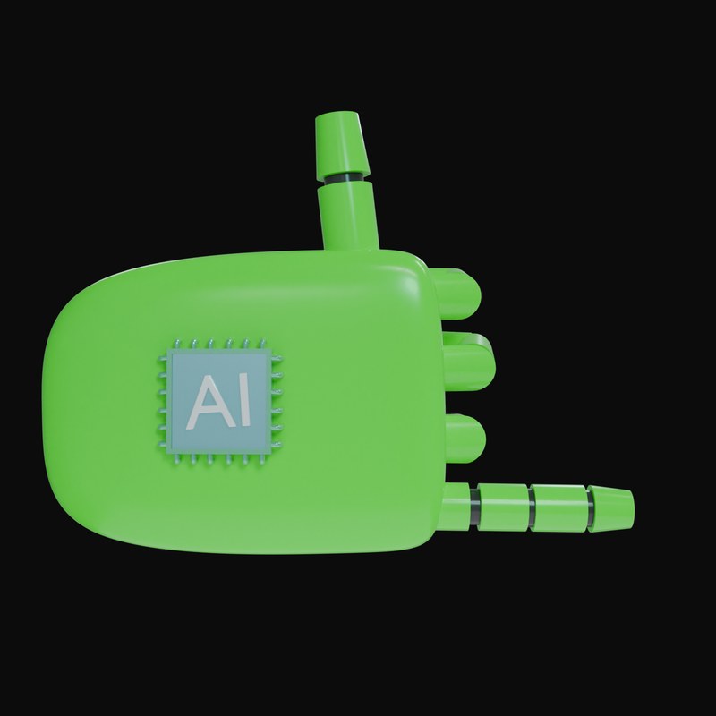 Green Rock On Robot Hand 3D Icon - 3D icon from Robot Hand Gestures 3D Icons