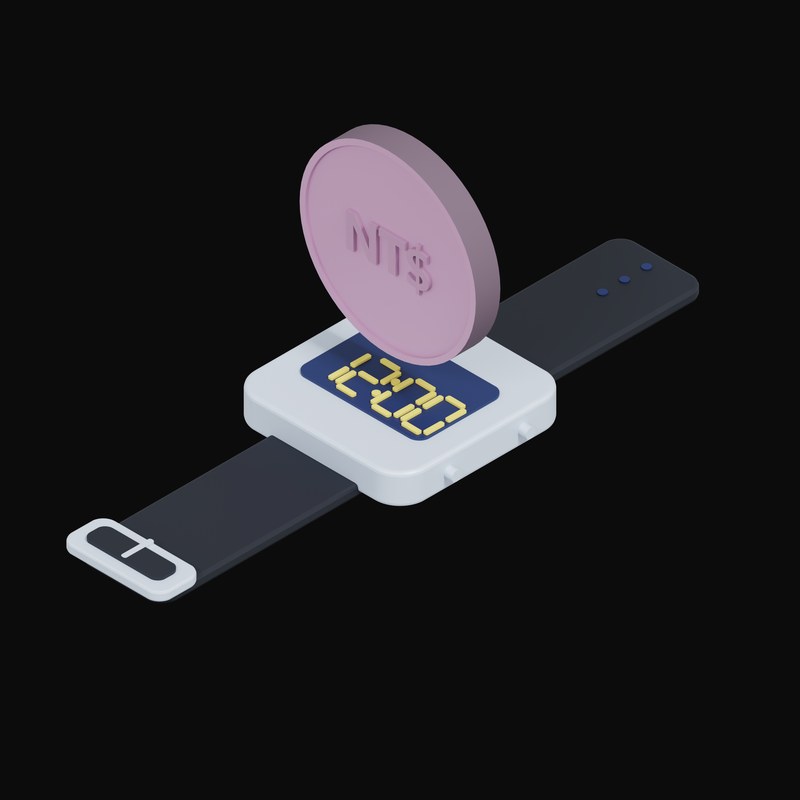 New Taiwan Dollar Floating Over a Watch - 3D icon from Crypto & Currency Watch Float