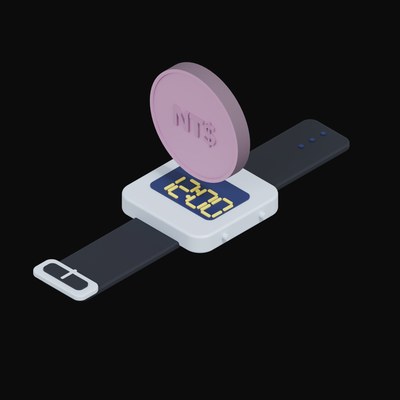 New Taiwan Dollar Floating Over a Watch - 3D icon from Crypto & Currency Watch Float