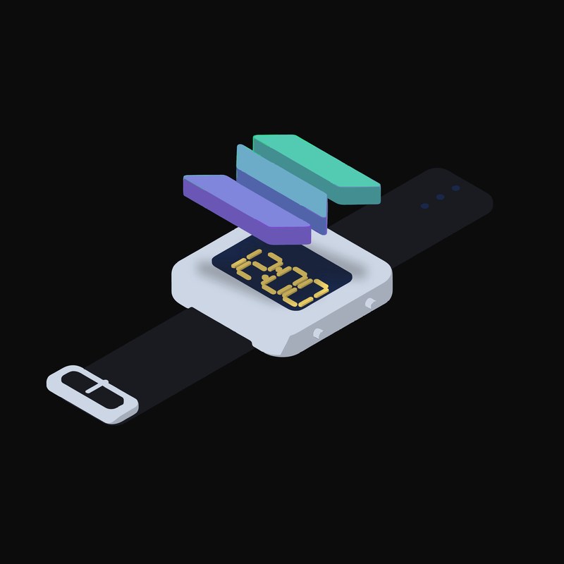 Solana Floating Over a Watch (Back) - animated icon from Crypto & Currency Watch Float