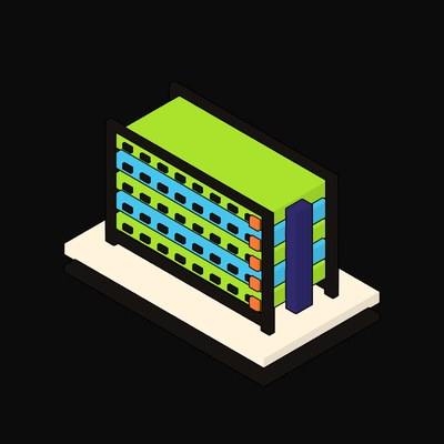 Lime Battery Array on an Open Frame - illustration from Neo Brutalist AI Hardware Icons