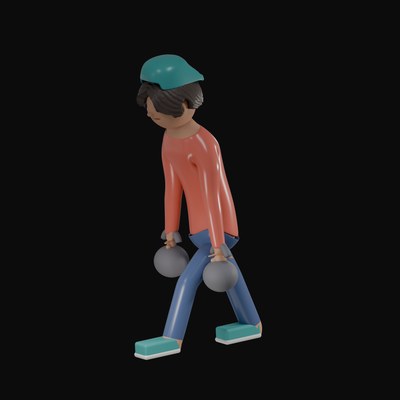 Man Doing a Loaded Farmer Carry - 3D icon from Gym Workout Pose Figures 3D Icons