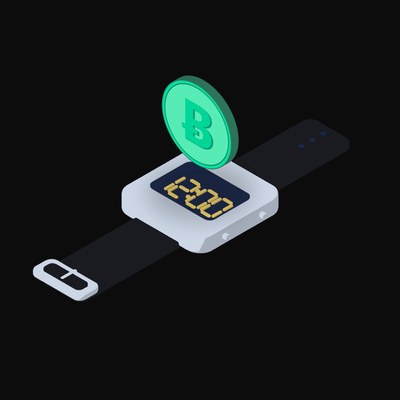 Bitcoin Cash Floating Over a Watch - illustration from Crypto & Currency Watch Float