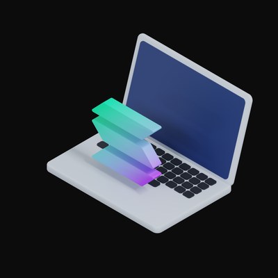 Solana Floating Over a Laptop - 3D icon from Crypto & Currency Laptop Float