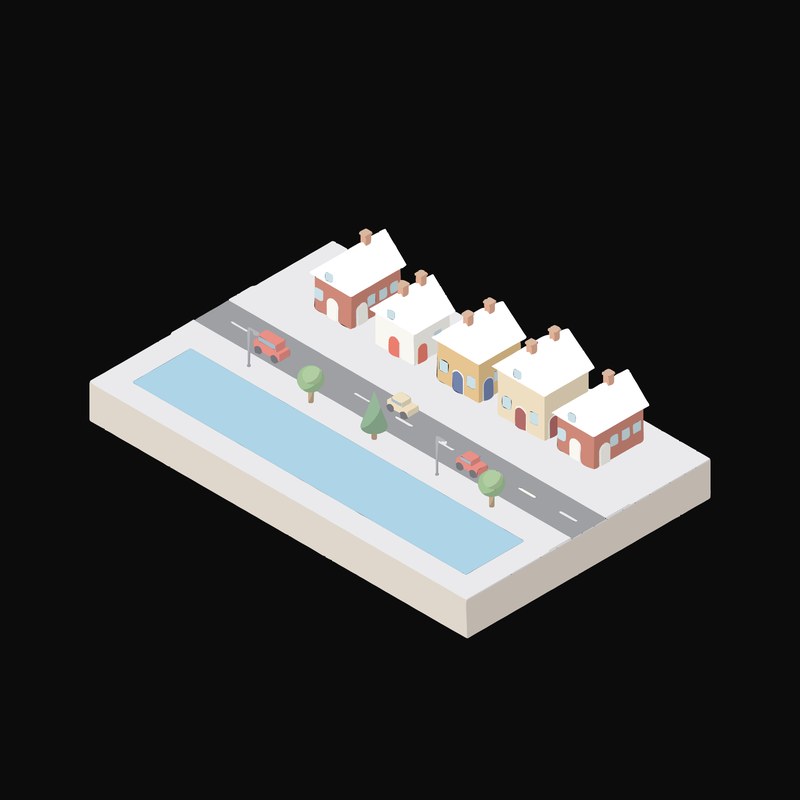 Harbour Wharf Row - illustration from Isometric City Scene Illustrations