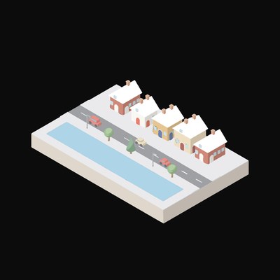 Harbour Wharf Row - illustration from Isometric City Scene Illustrations