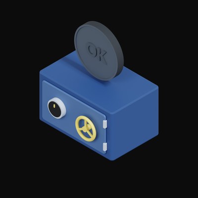OKB Floating Over a Safe - 3D icon from Crypto & Currency Safe Float