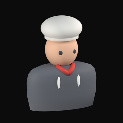Chef in a Tall White Hat and Black Jacket - 3D icon from People and Profession Avatars 3D Icons