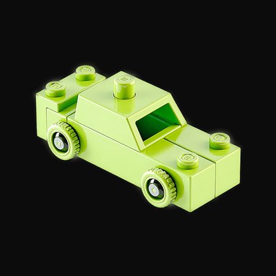 Green Toy Brick Racing Car - Plastic - 3D icon from Toy Brick Vehicles - Plastic