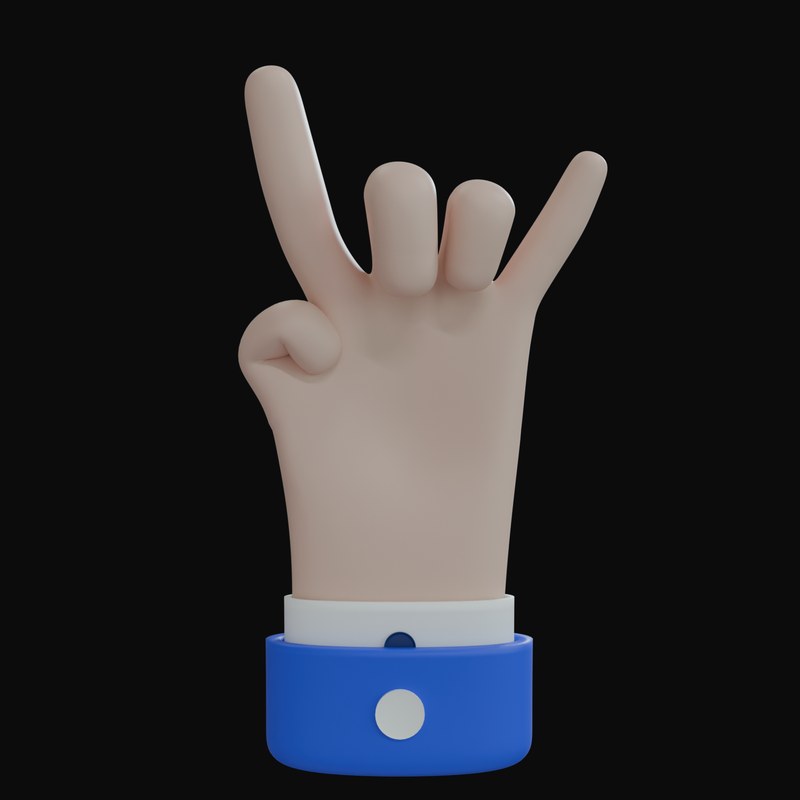 White Rock On Business Hand 3D Icon - 3D icon from Business Hand Gestures 3D Icons