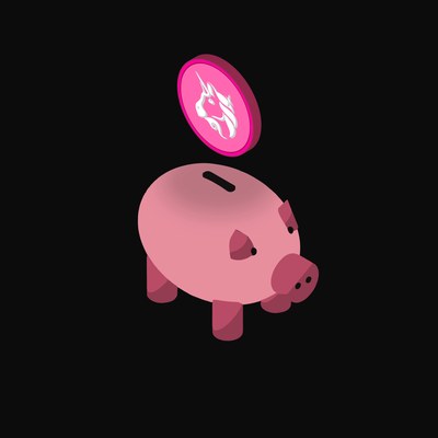 Uniswap Floating Over a Piggy Bank - animated icon from Crypto & Currency Piggy Bank Float