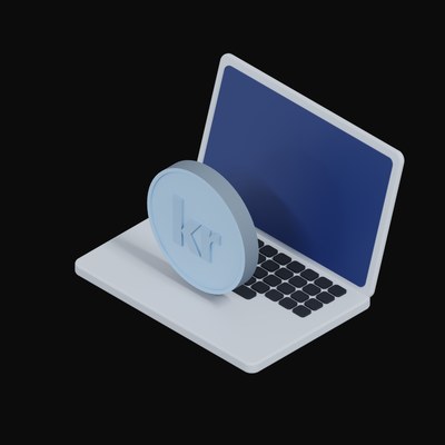 Swedish Krona Floating Over a Laptop - 3D icon from Crypto & Currency Laptop Float