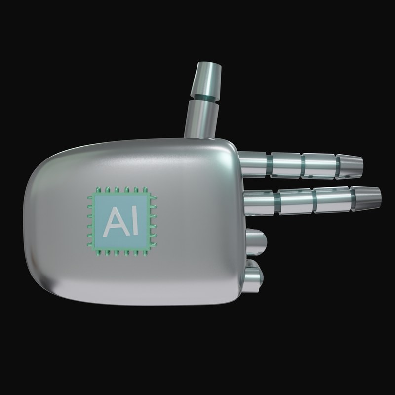 Silver Finger Gun Robot Hand 3D Icon - 3D icon from Robot Hand Gestures 3D Icons