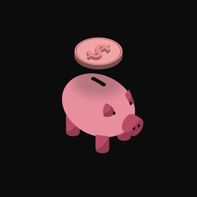 Canadian Dollar Floating Over a Piggy Bank (Back) - animated icon from Crypto & Currency Piggy Bank Float
