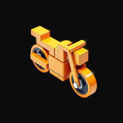 Orange Toy Brick Motorcycle - Plastic - 3D icon from Toy Brick Vehicles - Plastic